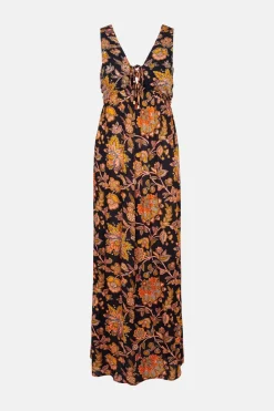 Clearance Oasis Embellished Paisley Lattice Maxi Dress Black