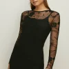 New Oasis Embroidered Mesh Tie Back Mini Dress Black