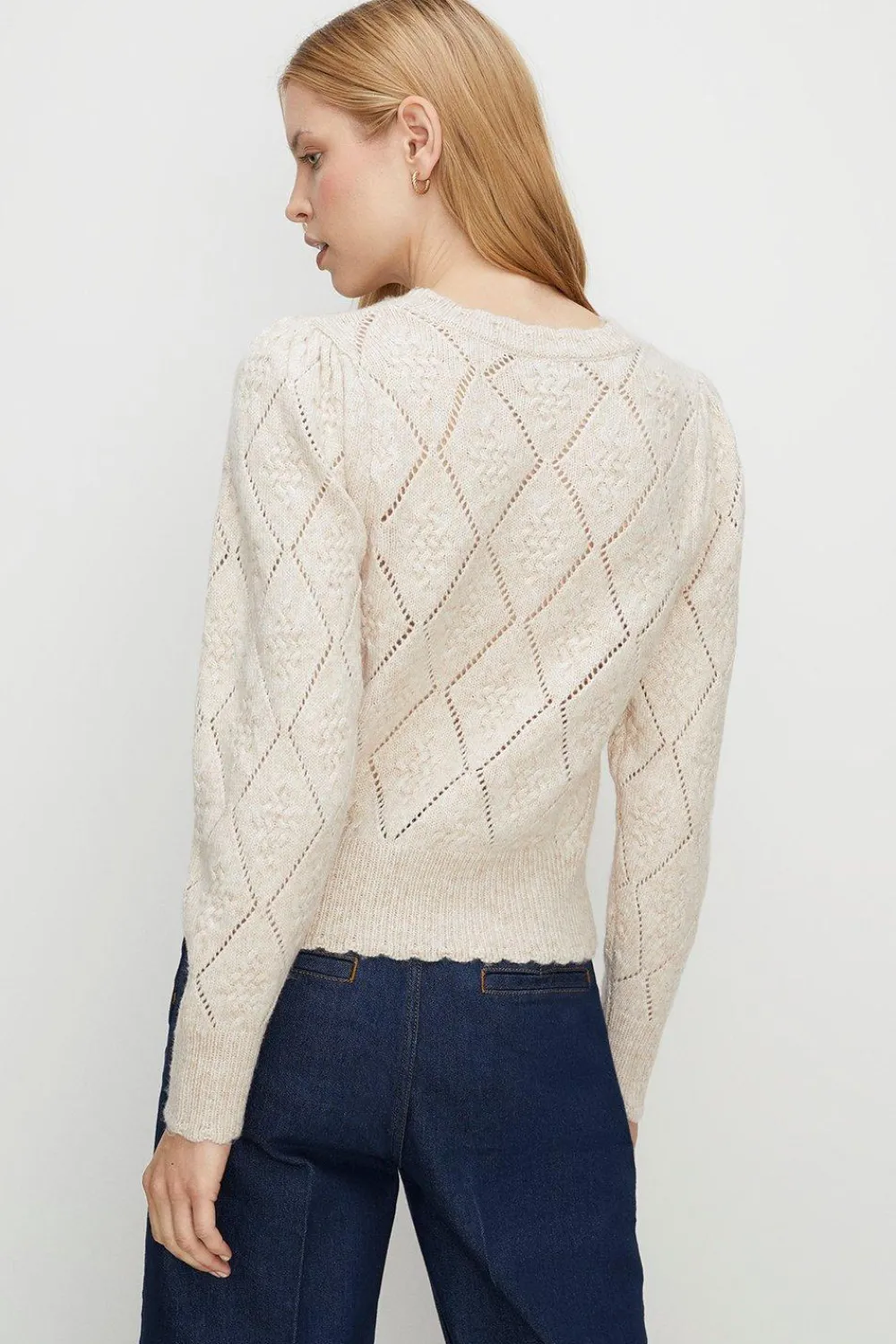 Sale Oasis Embroidered Pointelle Detail Jumper Pink