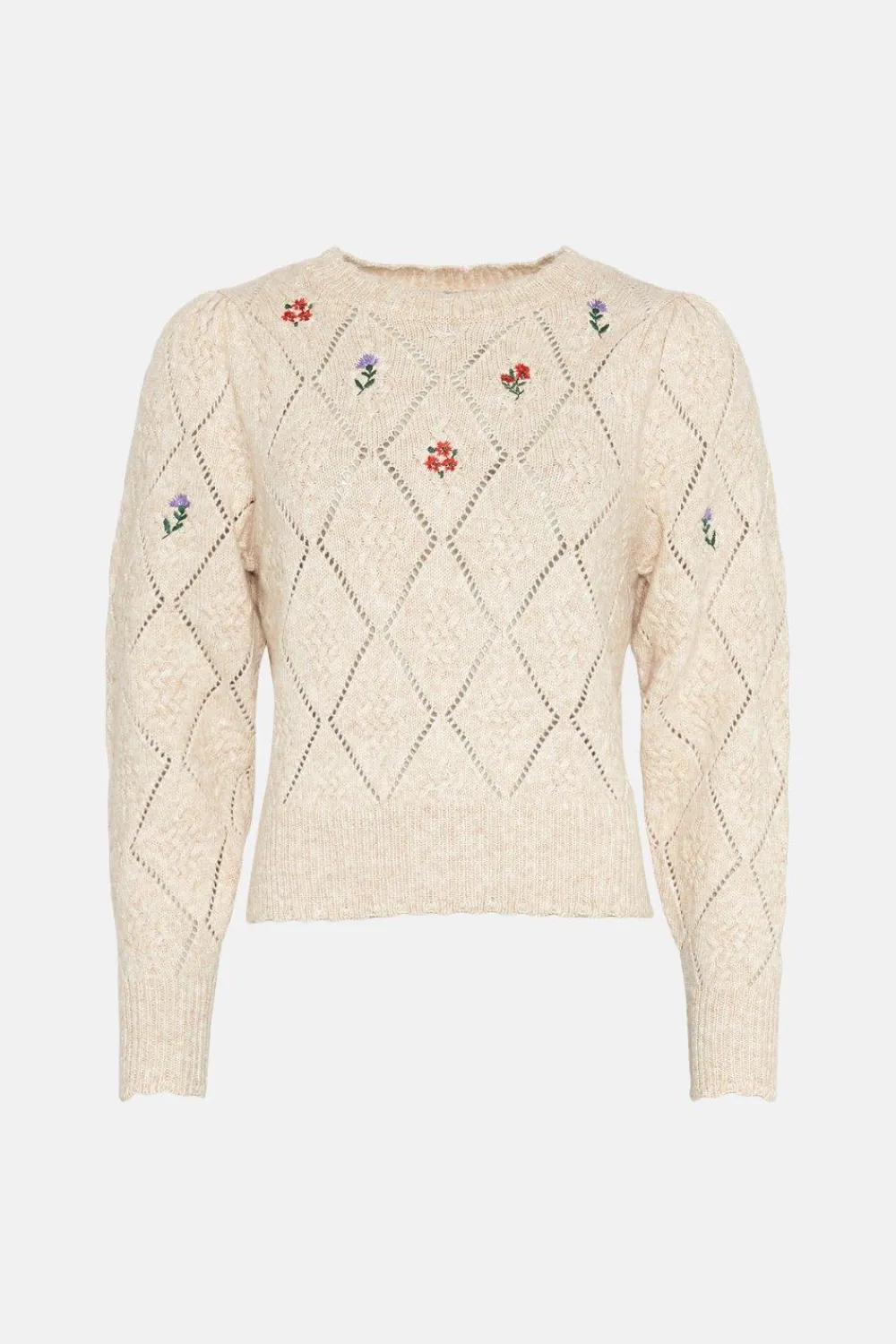 Sale Oasis Embroidered Pointelle Detail Jumper Pink