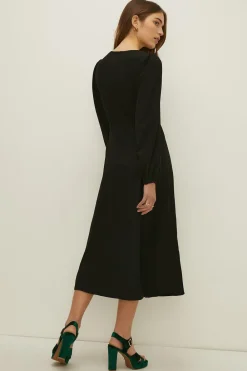 Sale Oasis Empire Seam Crepe Midi Dress Black
