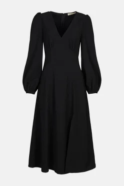 Sale Oasis Empire Seam Crepe Midi Dress Black
