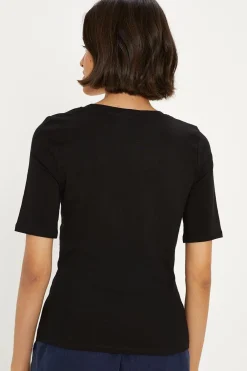 Best Oasis Essential Cotton Scoop Neck Short Sleeved T-Shirt Black
