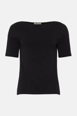 Outlet Oasis Essential Cotton Slash Neck Jersey Top Black