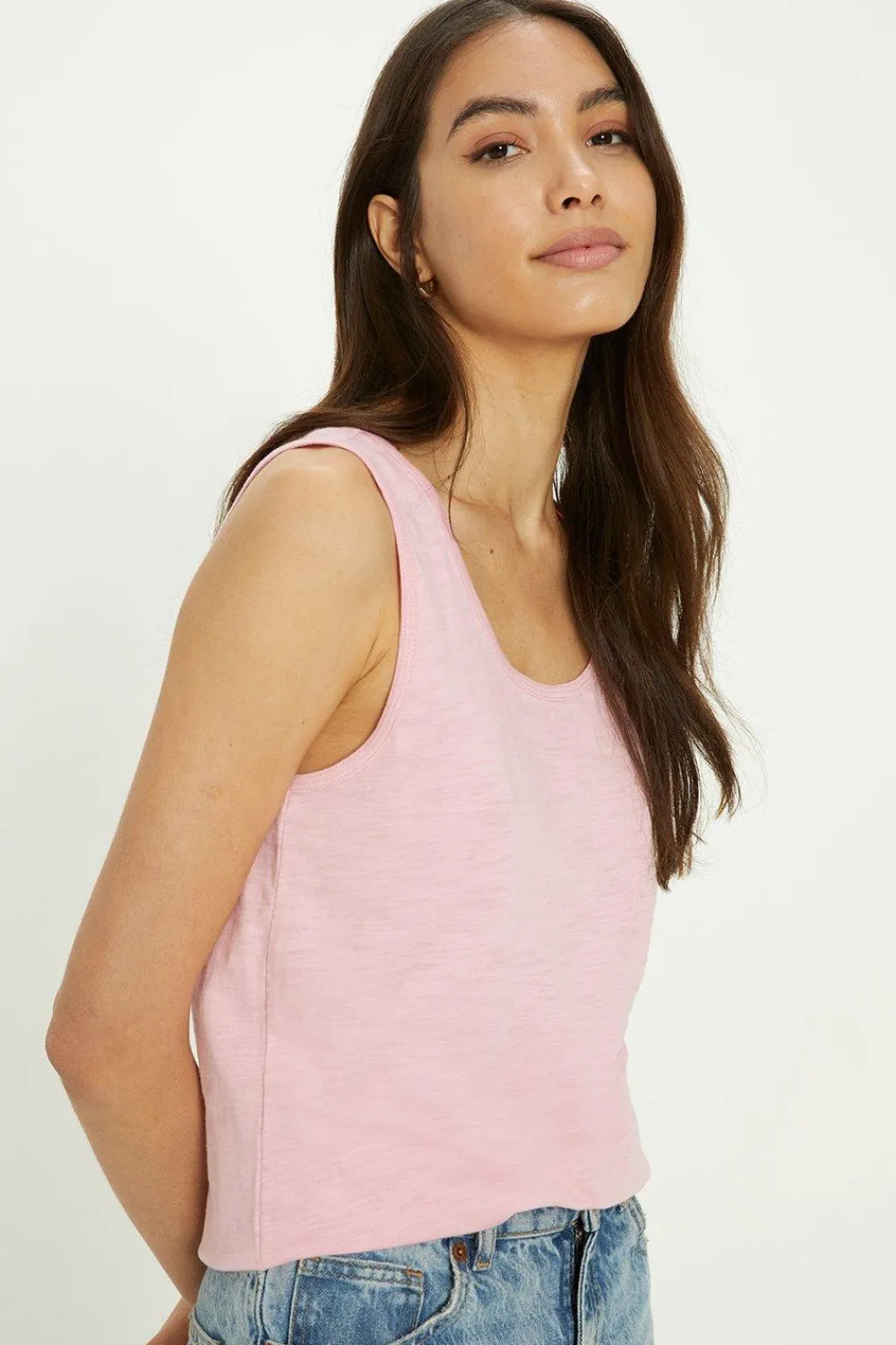 Clearance Oasis Essential Cotton Slub Vest Black