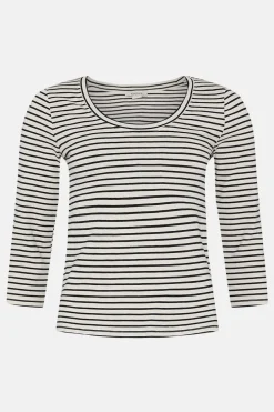 Clearance Oasis Essential Cotton Stripe Scoop Neck Top Navy