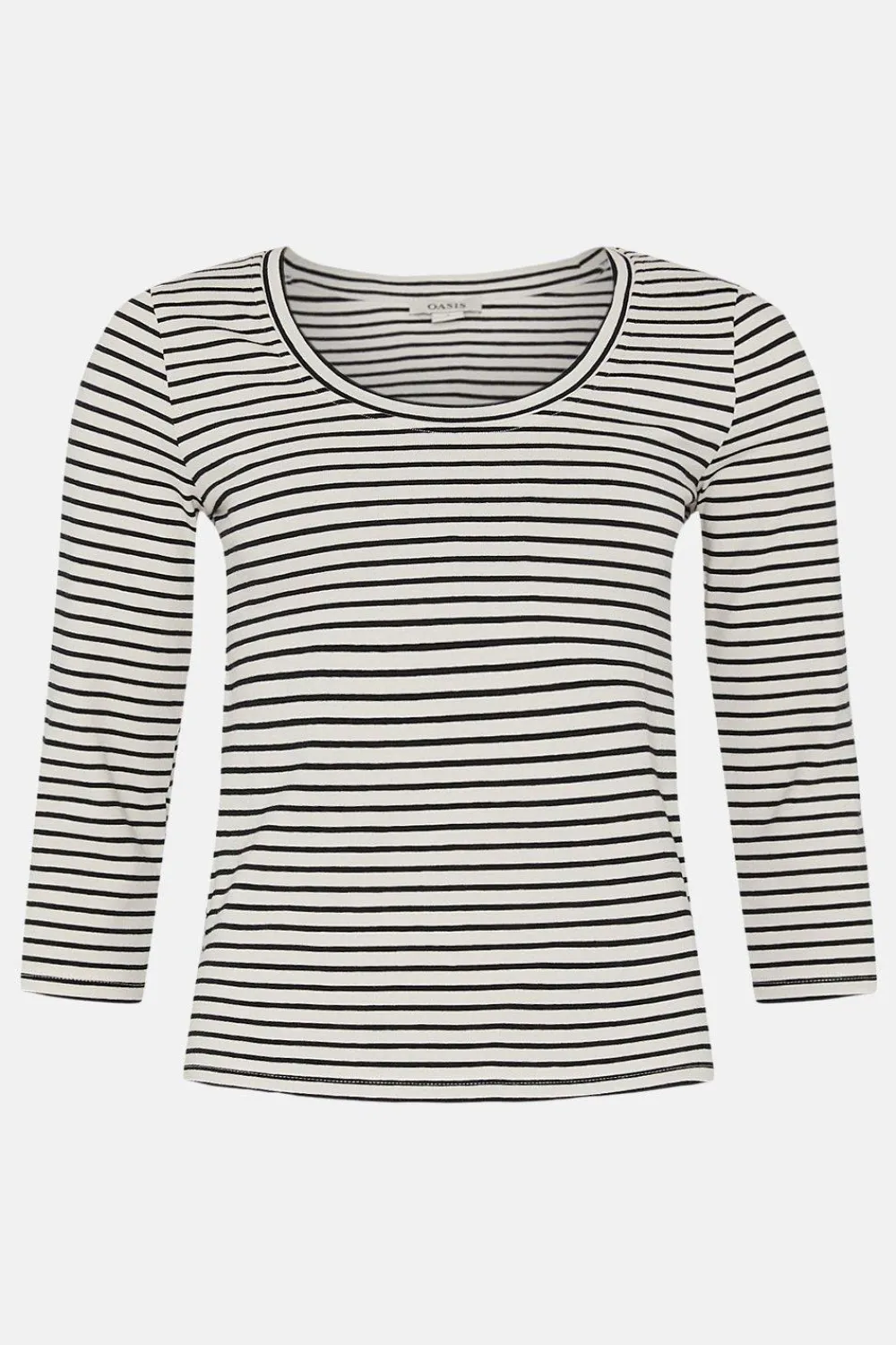 Clearance Oasis Essential Cotton Stripe Scoop Neck Top Navy