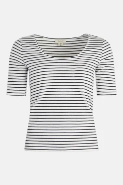 Discount Oasis Essential Cotton Stripe Scoop Neck Top Navy