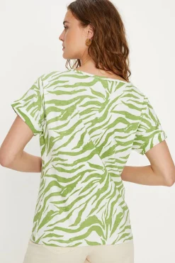 Online Oasis Essential Cotton Zebra Roll Sleeve Slub T-Shirt Khaki
