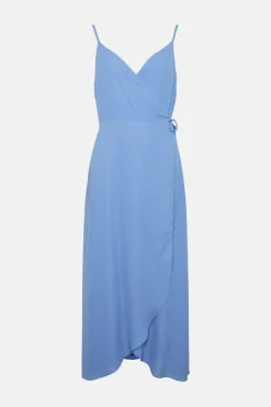 Hot Oasis Essential Strappy Cami Wrap Dress Cornflower