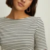 Online Oasis Essential Stripe Cotton Slash Neck Top Green