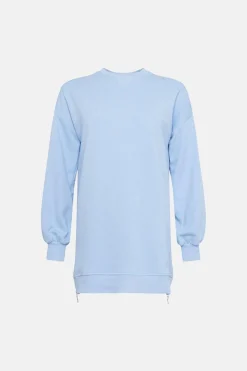 Discount Oasis Essential Tunic Sweat With Side Zips Blue