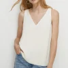 Best Oasis Essential Woven V Neck Vest Ivory