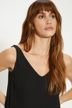 Sale Oasis Essential Woven V Neck Vest Black