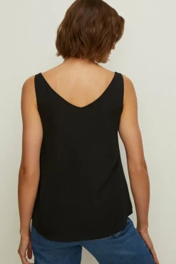 Fashion Oasis Essential Woven V Neck Vest Black