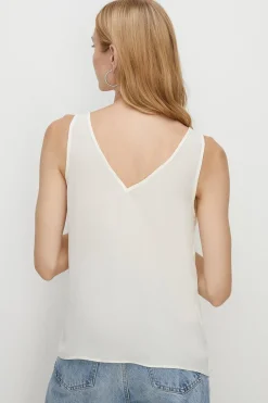 Best Oasis Essential Woven V Neck Vest Ivory