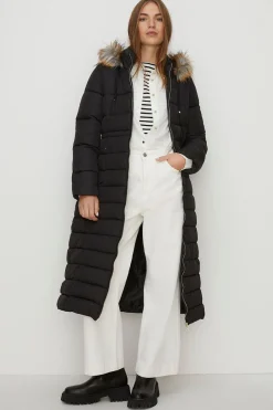 Fashion Oasis Extra Warm Longline Puffer Coat Black