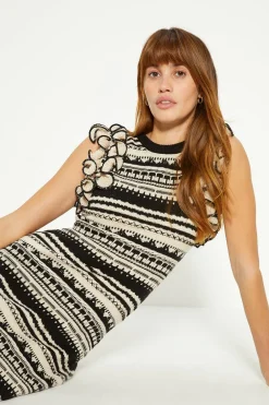 Fashion Oasis Extreme Frill Knitted Midi Dress Mono