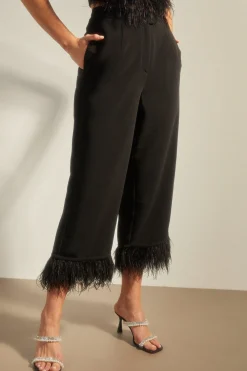 Discount Oasis Faux Feather Hem Tailored Trouser Black