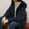 Hot Oasis Faux Fur Longline Coat Navy