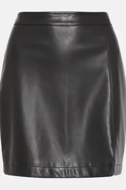 Fashion Oasis Faux Leather Split Detail Mini Skirt Black