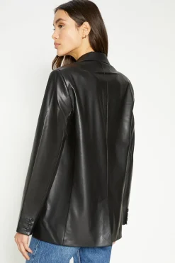 Discount Oasis Faux Leather Tailored Blazer Black