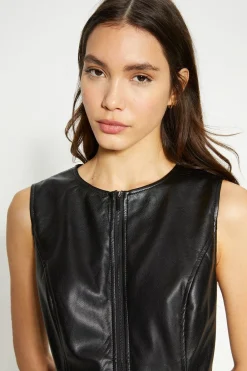 Outlet Oasis Faux Leather Zip Through Dress Black