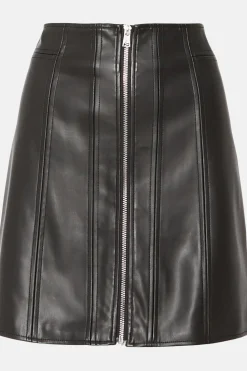 Online Oasis Faux Leather Zip Through Mini Skirt Black