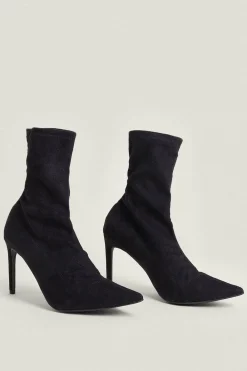 Best Oasis Faux Suede Stretch Ankle Boot Black