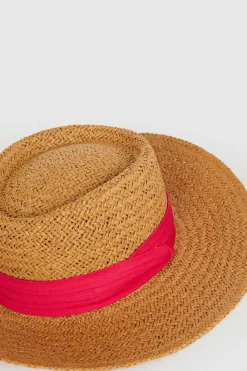 New Oasis Fedora Contrast Band Straw Hat Pink