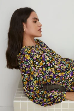 Best Oasis Floral Belted Blouson Sleeve Dress Multi