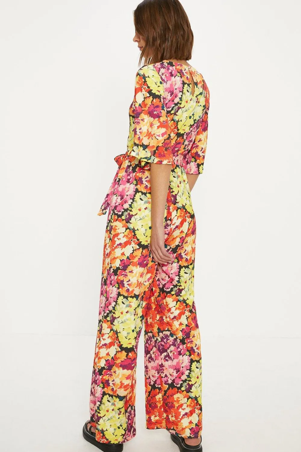 Discount Oasis Floral Crinkle Angel Sleeve Jumpsuit Pink