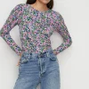 New Oasis Floral Crinkle Gathered Front Detail Top Pink
