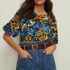 Online Oasis Floral Crinkle Puff Sleeve Top Multi