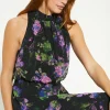 Outlet Oasis Floral Dobby Chiffon Halter Midi Dress Black