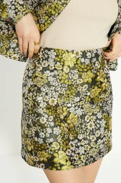 Clearance Oasis Floral Jacquard Aline Mini Skirt Multi