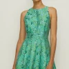 Outlet Oasis Floral Jacquard Halter Swing Dress Multi