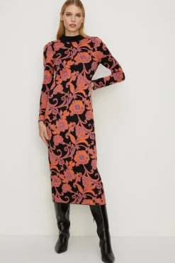 Sale Oasis Floral Jacquard Open Back Midaxi Dress Multi