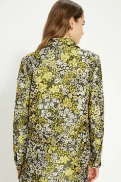 New Oasis Floral Jacquard Pocket Detail Trucker Jacket Multi
