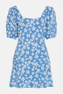 Fashion Oasis Floral Jacquard Tie Back Mini Dress Blue