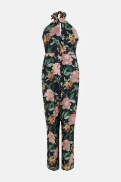 Discount Oasis Floral Leaf Printed Jumpsuit Black