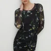 Sale Oasis Floral Overlock Detail Mesh Mini Dress Multi