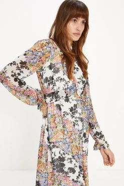 Discount Oasis Floral Patch Ruffle Waist Midi Dress Multi
