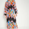 Clearance Oasis Floral Plisse Belted Midi Dress Multi