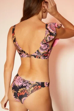 Outlet Oasis Floral Print Bikini Bottom Black
