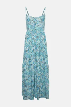 Outlet Oasis Floral Print Button Front Tiered Maxi Dress Multi
