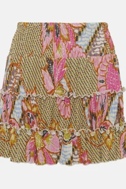 Sale Oasis Floral Print Plisse Mini Skirt Pink