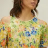 New Oasis Floral Print Shoulder Cutout Midi Multi