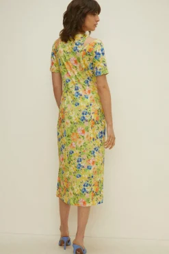 New Oasis Floral Print Shoulder Cutout Midi Multi