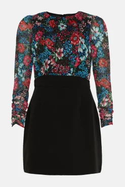 Clearance Oasis Floral Printed 2 In 1 Shift Dress Black